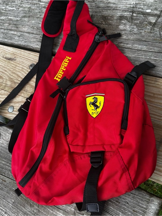 Vintage 1999 Ferrari Scuderia Sling Bag Triangle Backpack Official Y2K 90s